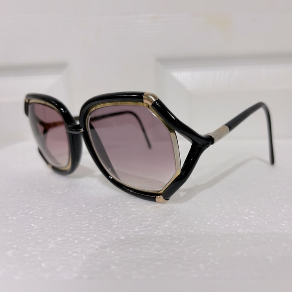 Vintage Ted Lapidus / Brigette Bardot style/ Black with gold rim oversize frame - Picture 3 of 13